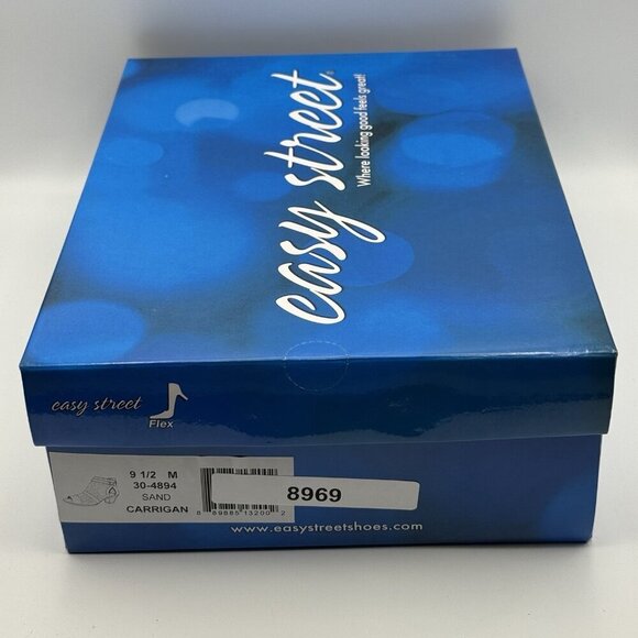 Easy Street Carrigan Sandals 9.5M Sand Peep Toe Booties Cutout Zip Comfort Heel - Picture 7 of 8